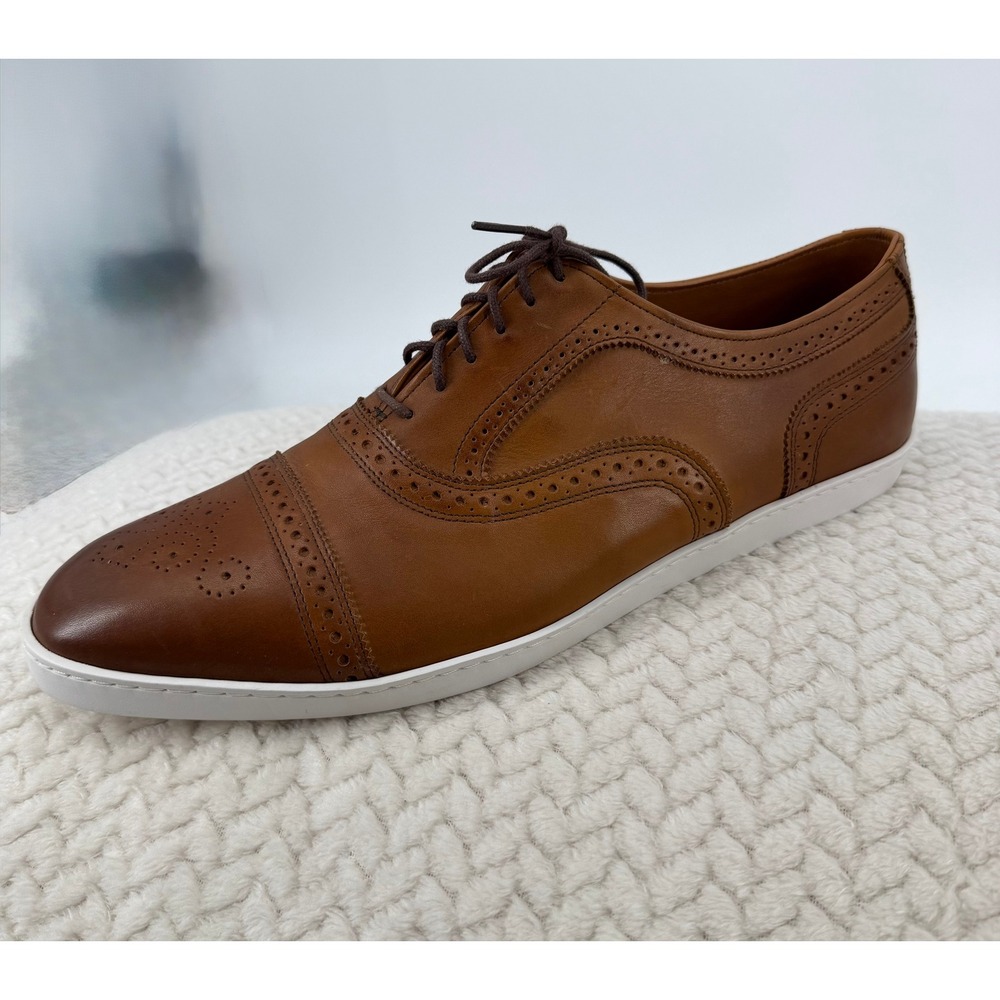 Allen Edmonds Strandmok Tan Leather Cap Toe Oxford Sneakers Mens 13 D 3866